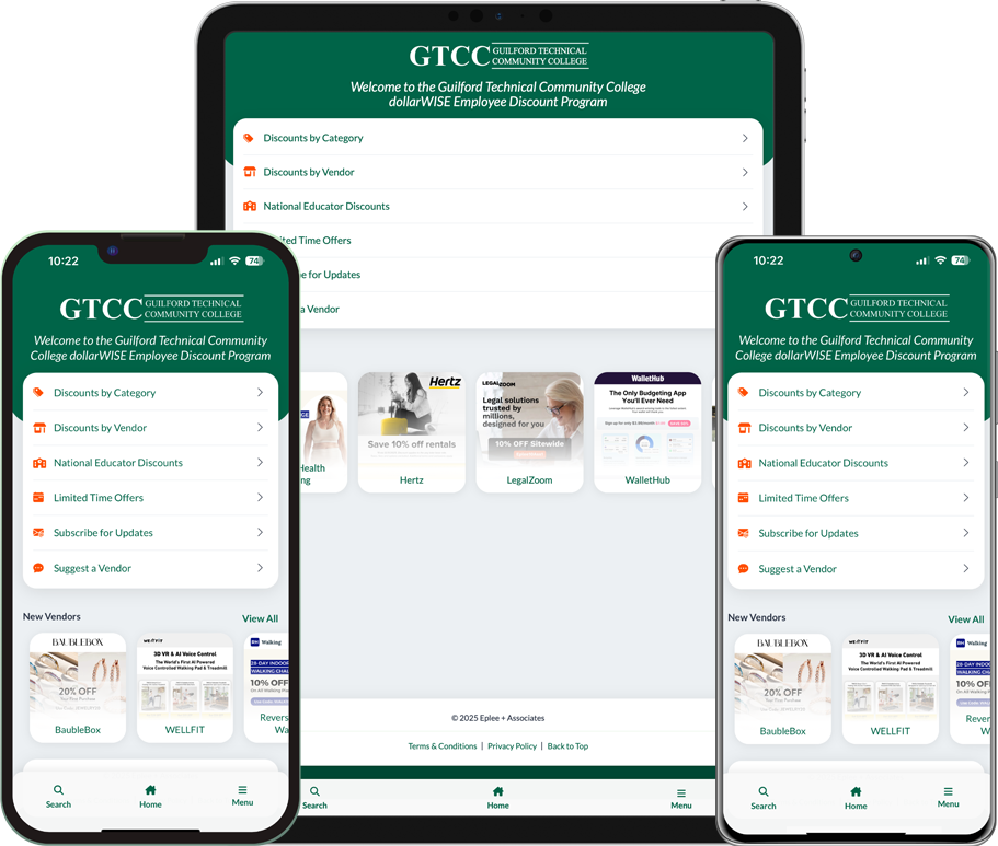 GTCC Employee Discount Program Mobile App Screenshots